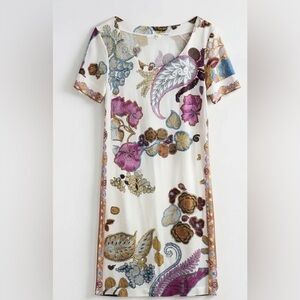 Etro Milano Floral Paisley Sheath Dress Cream IT 44 Made in Italy